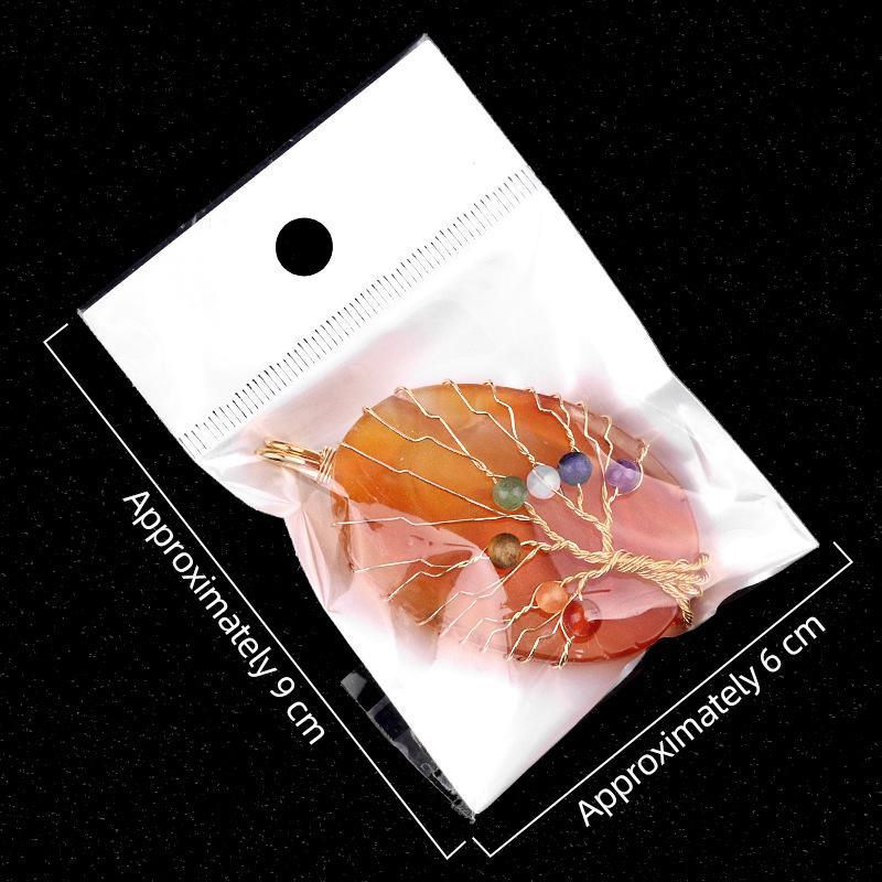 45~60mm Crystal Large Colorful Leaf Shape Wire-wrapped Tree of Life Pendant DIY Accessories Jewelry