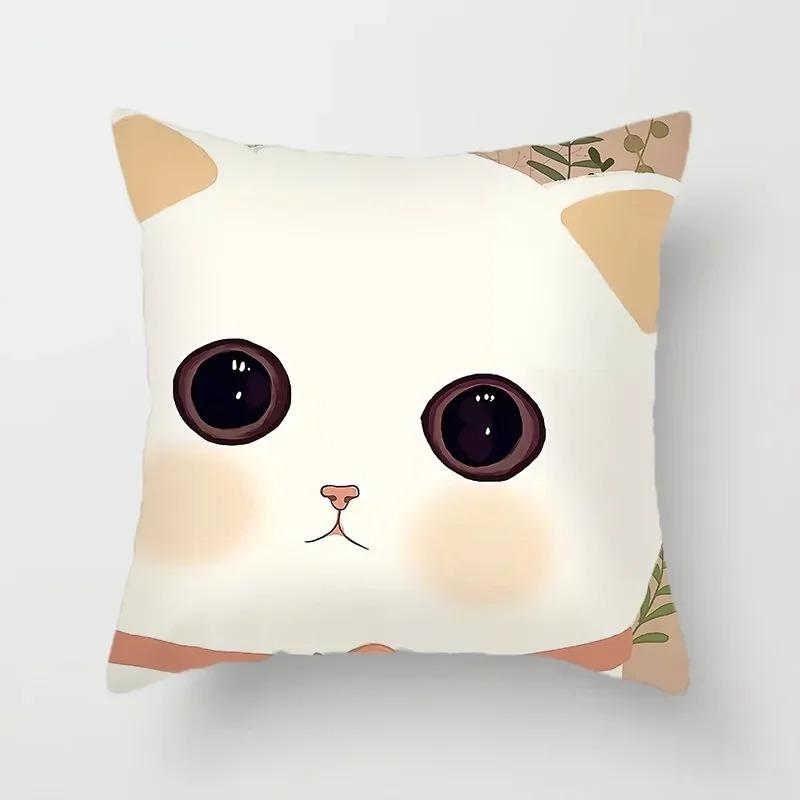 Cute Cat Pattern Decorative Pillowcase Car Sofa Square Cushion Pillowcase