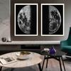 Черно-белая луна Галерея Настенная живопись Холст Картины Постеры и принты Современные настенные картины для офиса Домашний декор Без рамки