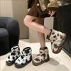 Fashion Luxury Winter Women Short Plush Warm Snow Boots Casual Shoes New Leopard Print Soft Cute Ankle Boots Flats Platform Ladies Shoes