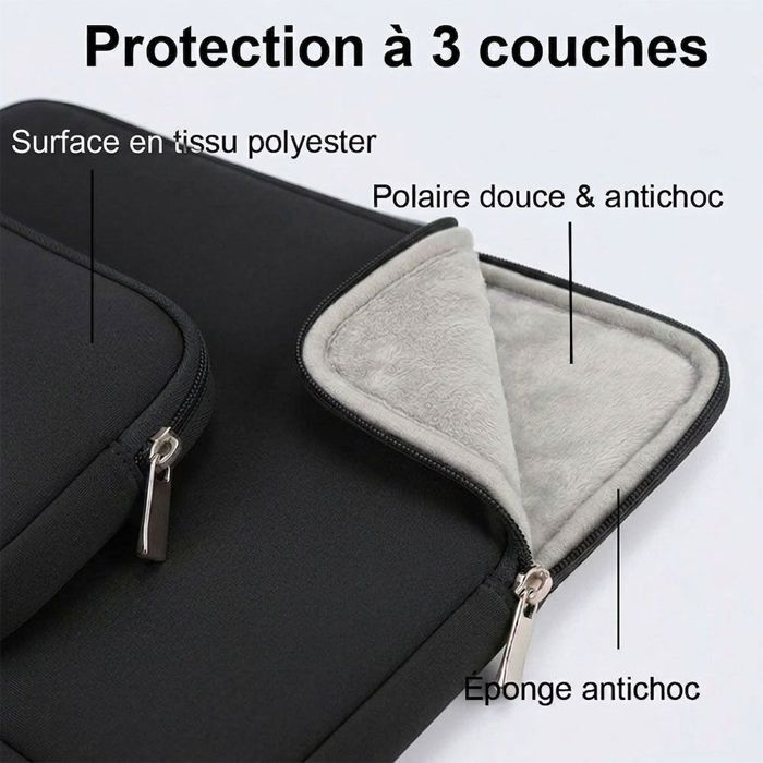 Housse Ordinateur 13 Pouces - Protection pour MacBook Neo/Air 13 M1 M2 M3 M4 M5 HP Asus - Noir