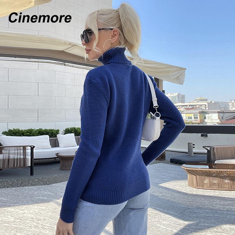 Cinemore Весна Осень Женский свитер Однотонный Оверсайз Повседневный Пуловеры Теплый Базовый Топ с Длинным Рукавом О-Образным Вырезом Трикотажный Джемпер Свитер