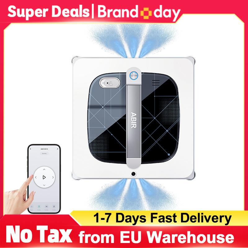 Window Cleaning Robot ABIR WD10,Dual Roller Brushes, 4 Corner Brushes,6-Way Water Spary,10000PA Suction,Wet Wash & Scrub Combo
