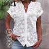 Women's Fashion Casual Summer Solid Color Print Short Sleeve V-Neck Blouses & Shirts
