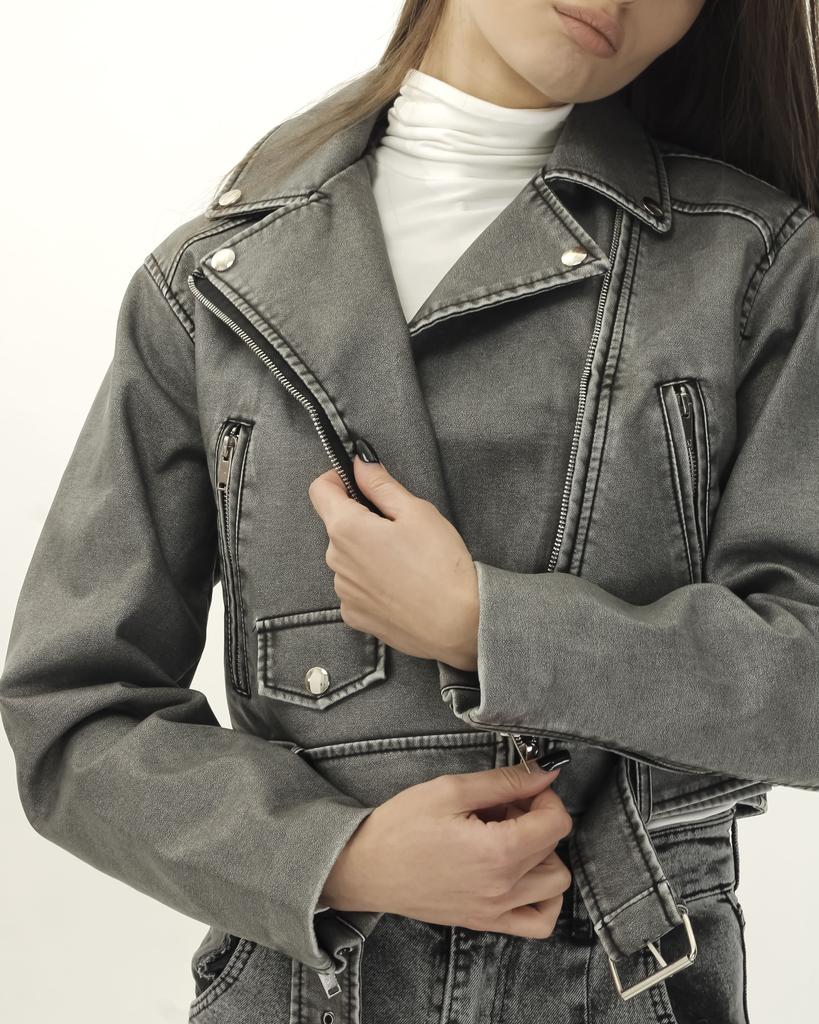 Куртка AFTF Basic 7078 S серый экокожа