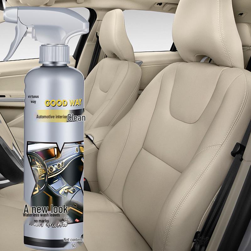 Wash-Free Car Interior Foam Cleaner Spray - Strong Stain Remover for Headliners & Leather.
