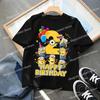 Minionses Birthday 1-9 Number T-shirt Clothing Baby Cartoon Anime Short Sleeve Party Cute Shirts Summer Casual Tee Top Gifts