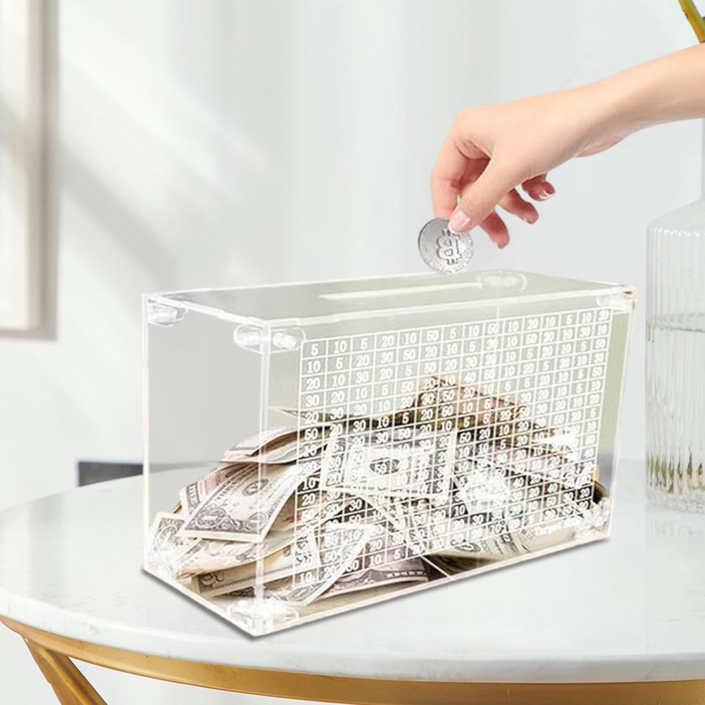 Transparent Piggy Bank Coin Cash Container Acrylic Money Box with Counter Kids Adults Clear  Money Saving Box Boys Girls Gift