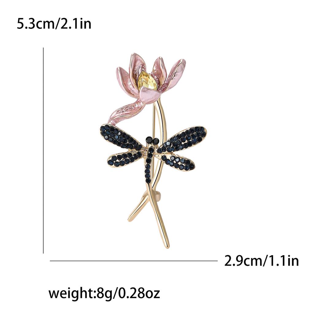 Creative Alloy Rhinestones Dragonfly Lotus Brooch Elegance Women'S Shawl Dress Brooch Ornament Pin