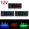 Adjustable Car Temperature Clock 12V 3 In 1 Thermometers Voltmeter Gauge Electronic Clock LED Digital Display LCD Screen