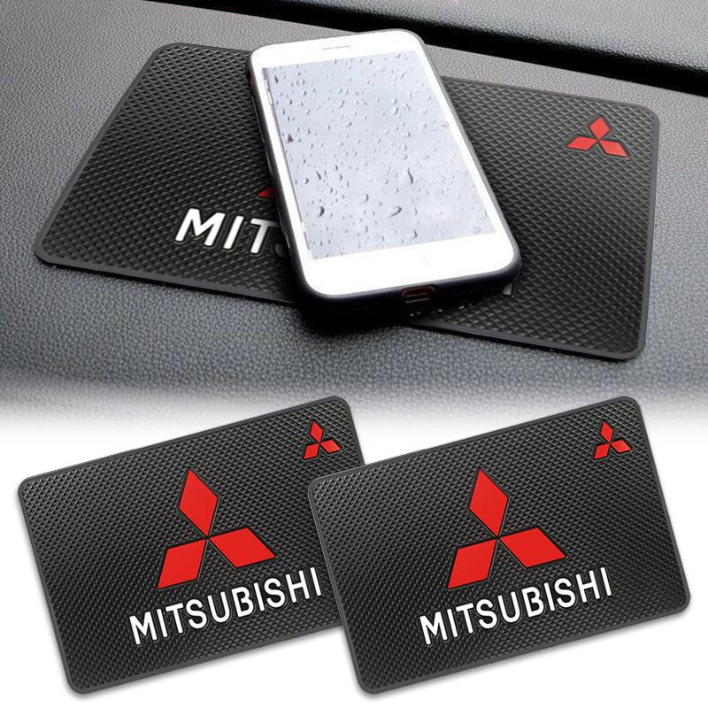 For Mitsubishi ASX Lancer Ex Galant Grandi Ecolis Competition Car Logo Non Slip Mat Auto Dashboard Sticky PVC Pad Accessories