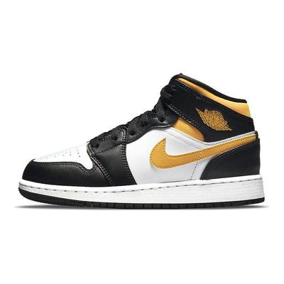 Детские кроссовки Air 1 Mid GS Black University Gold White Pollen 554725-177