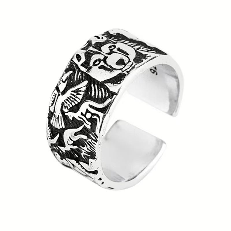 New Ring Opening Ancient Forest Old Animal Ring Korean Style Fashion Bear Ring Jewelry