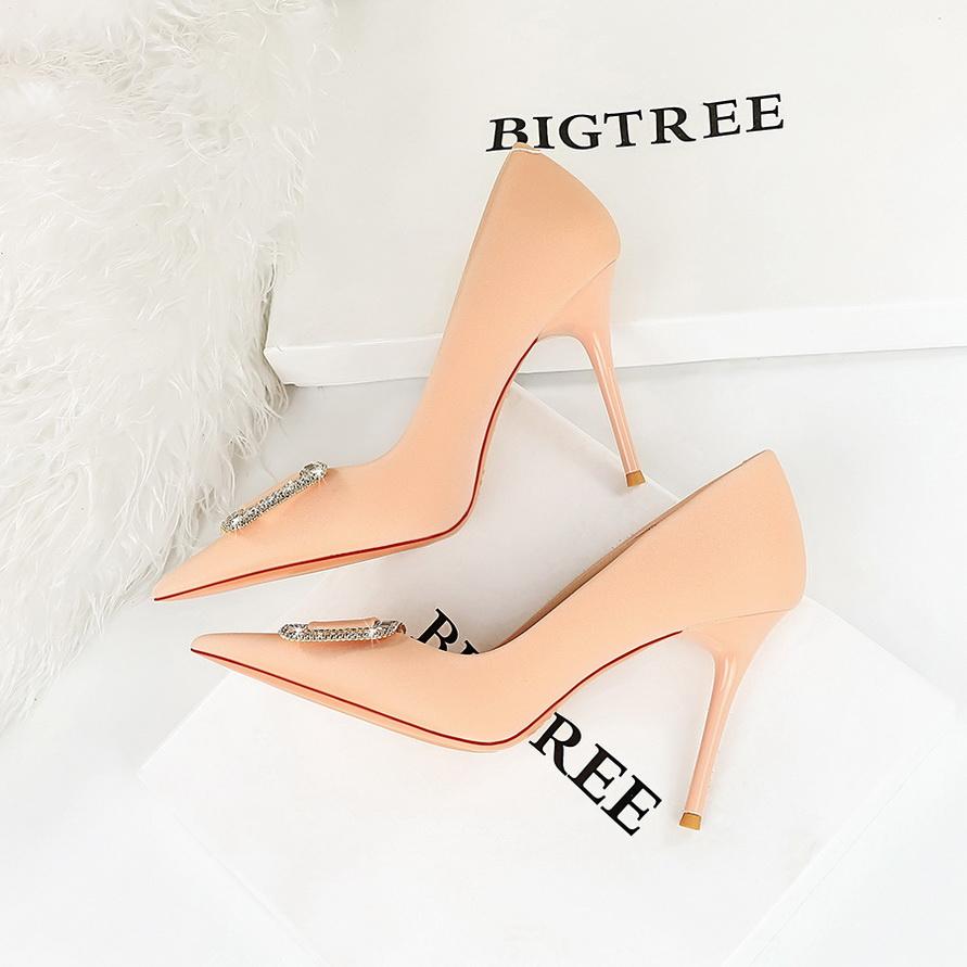 Модные женские туфли на высоком каблуке с острым носком и острым носом, туфли с водяными пуговицами и бриллиантами, модные женские туфли на высоком каблуке