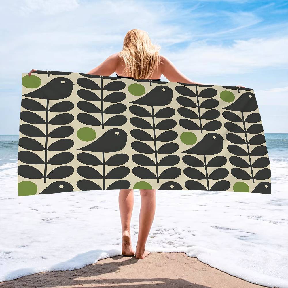 Orla Kiely Leaf Flower Big Microfiber Beach Towels Quick Dry Towel Sand Beach Towels Pool Towel for Travel Swim Pool Yoga