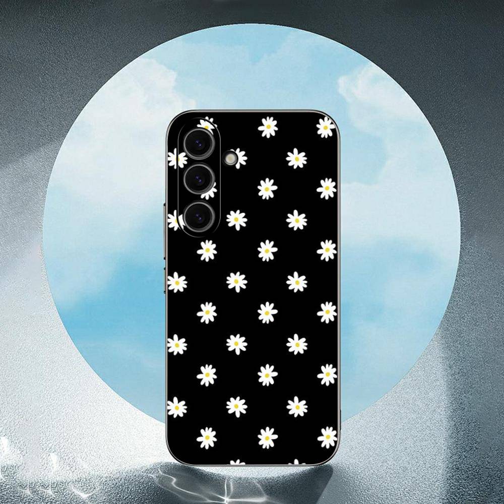 Черно-белый цветок Роскошный черный чехол для телефона Samsung Galaxy S23 S24 S25 Ultra S22 Plus S21