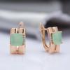 Kinel Rose Gold Color Square Drop Earrings For Women Green Zircon Vintage Earring