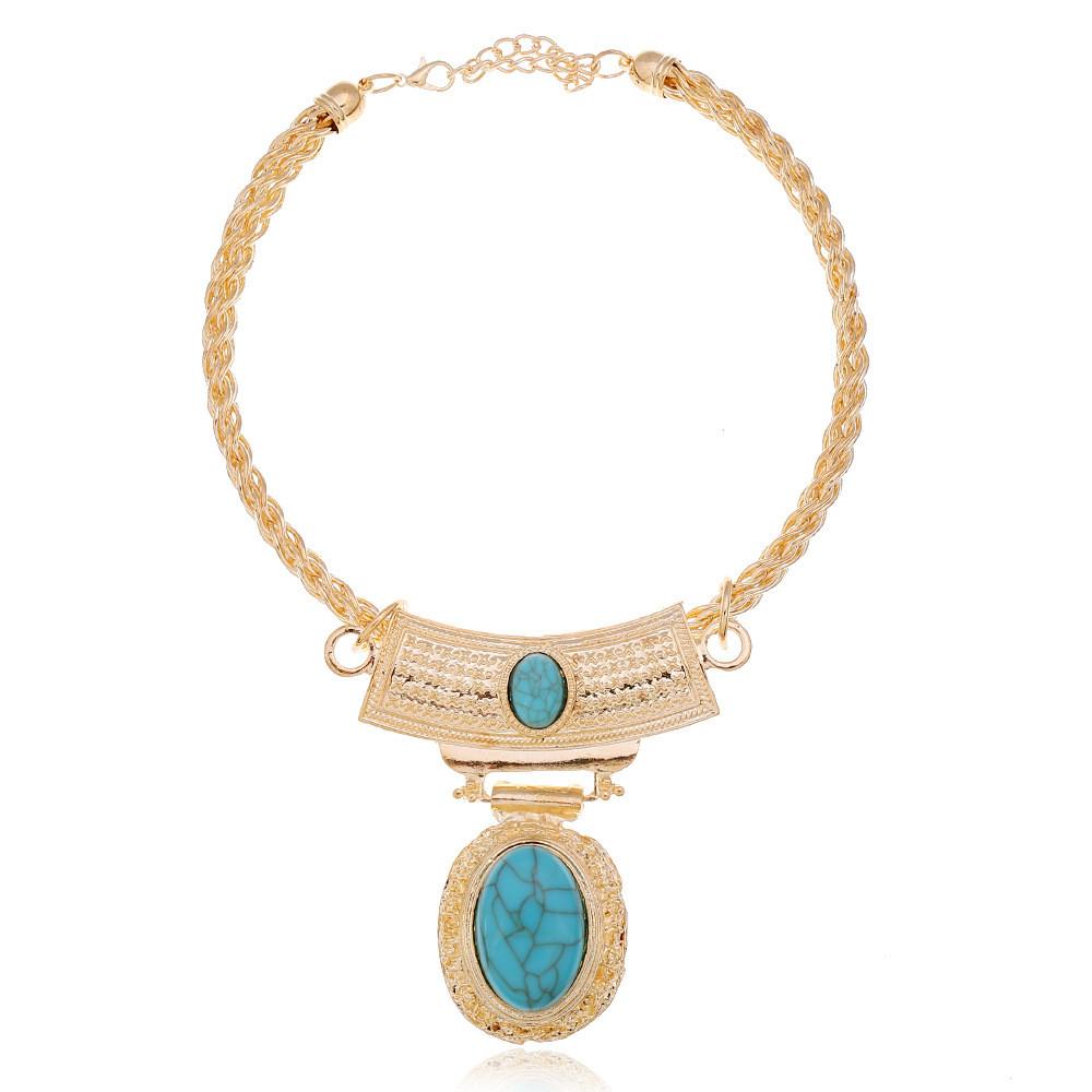 Art Ethnic Inspired Alloy Geometric Pendant Necklace For Accessories Womens