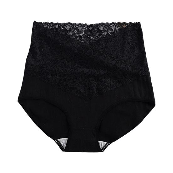Women Underpants High Waist Solid Color Quick-drying Slim Anti-shrink Shaping Lace Tight Waist Tummy Control Women