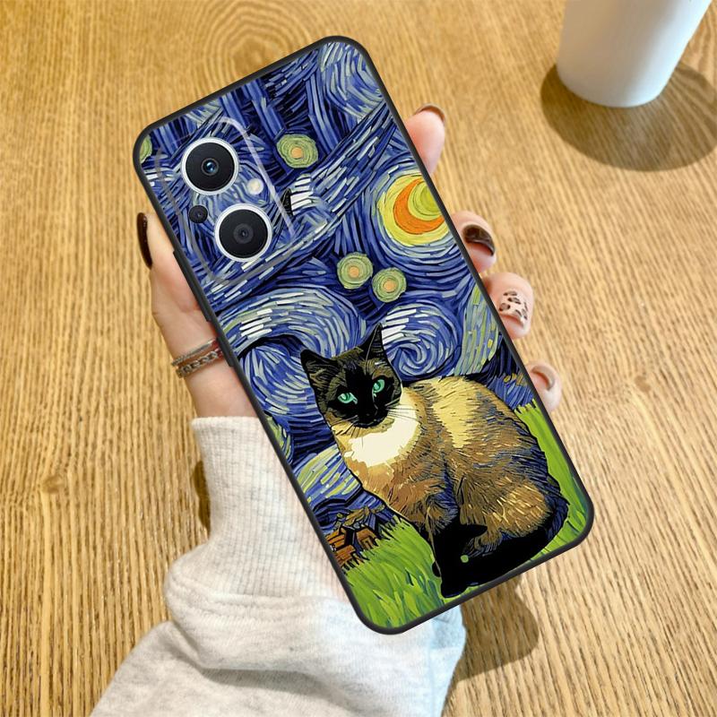 Чехол с картиной Ван Гога «Звездная ночь» для кошки для OPPO Find X6 X5 X3 X2 Pro Lite Neo Reno 7 3 4 5 6 8 Lite 8T 2Z 4Z 5Z Чехол Coque