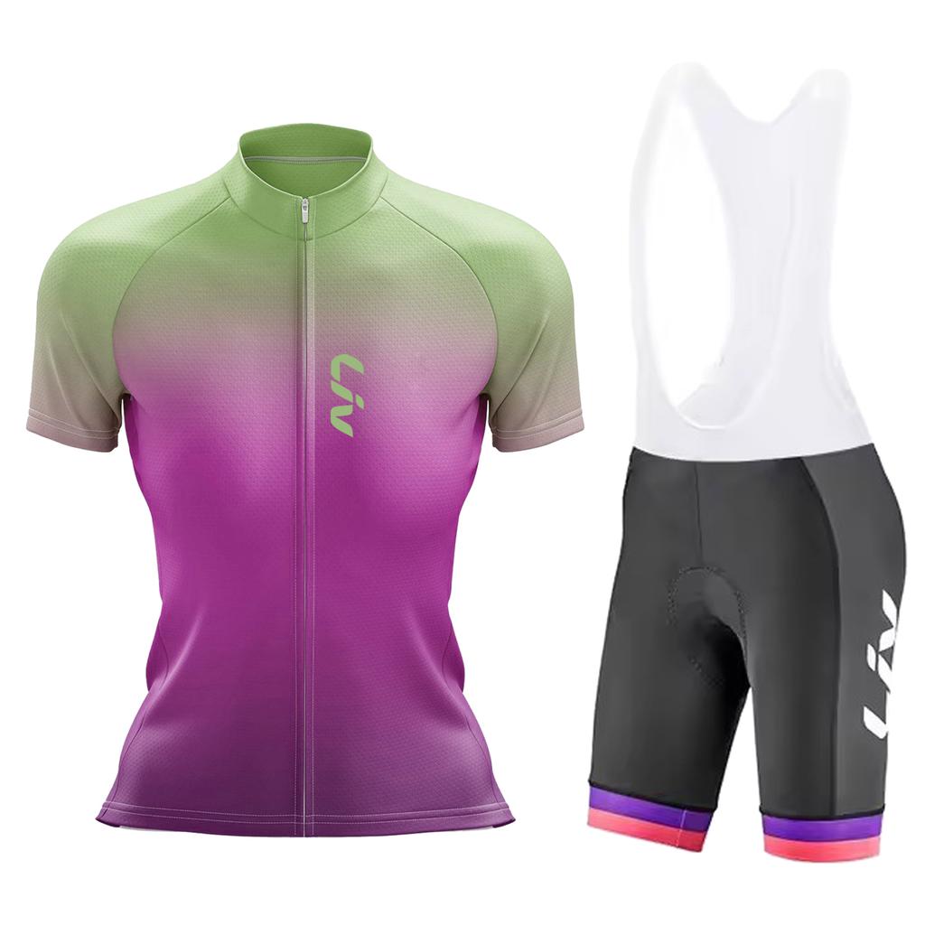 Summer Breathable Cycling Suit Set Women's Road Cycling Knitwear Cycling Shirt Quick Drying UV Resistant Outdoor Cycling Bib New Racing Suit