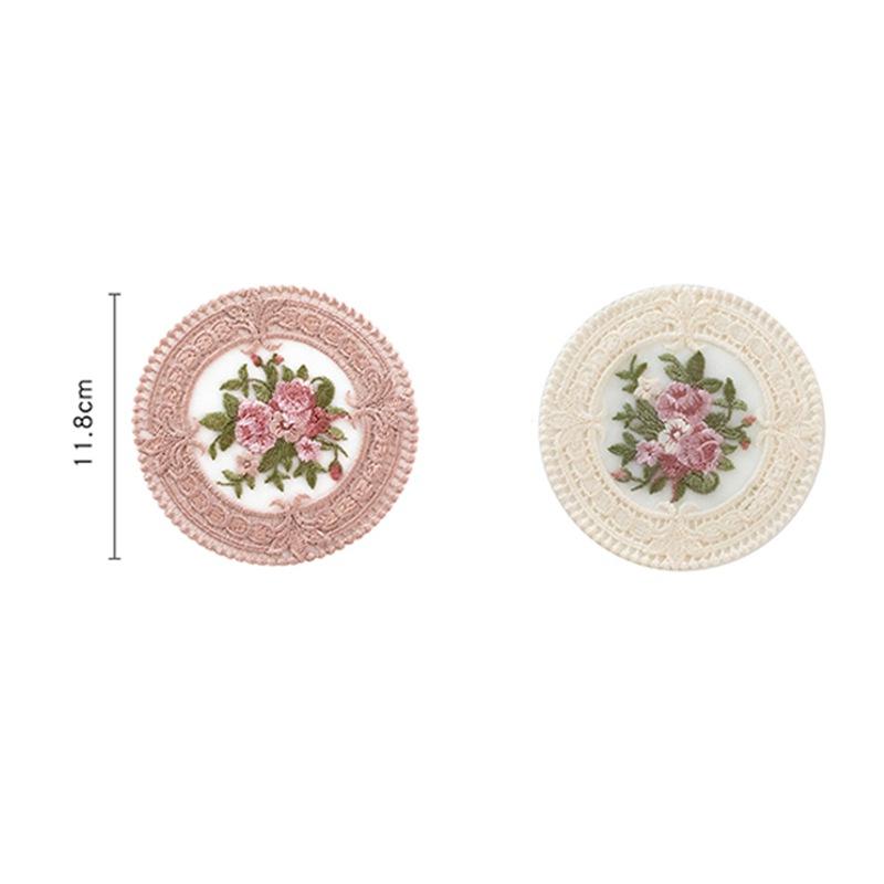 Round Embroidered Style Placemat Heat Resistant Bowls Coffee Cups Coaster For Dining Table Anti-Skid Tea Cup Pads Table Decor