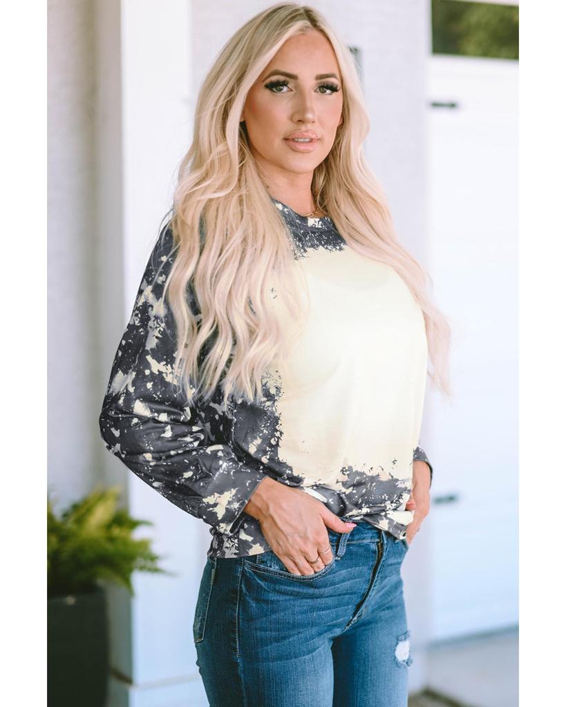 Azura Exchange Винтажный выбеленный топ с длинными рукавами в технике тай-дай