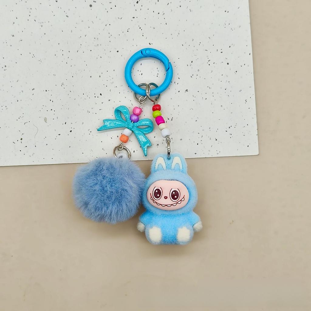 Three-dimensional Flocking Keychain Pendant Cute Bag Accessories Doll Cartoon Ornament