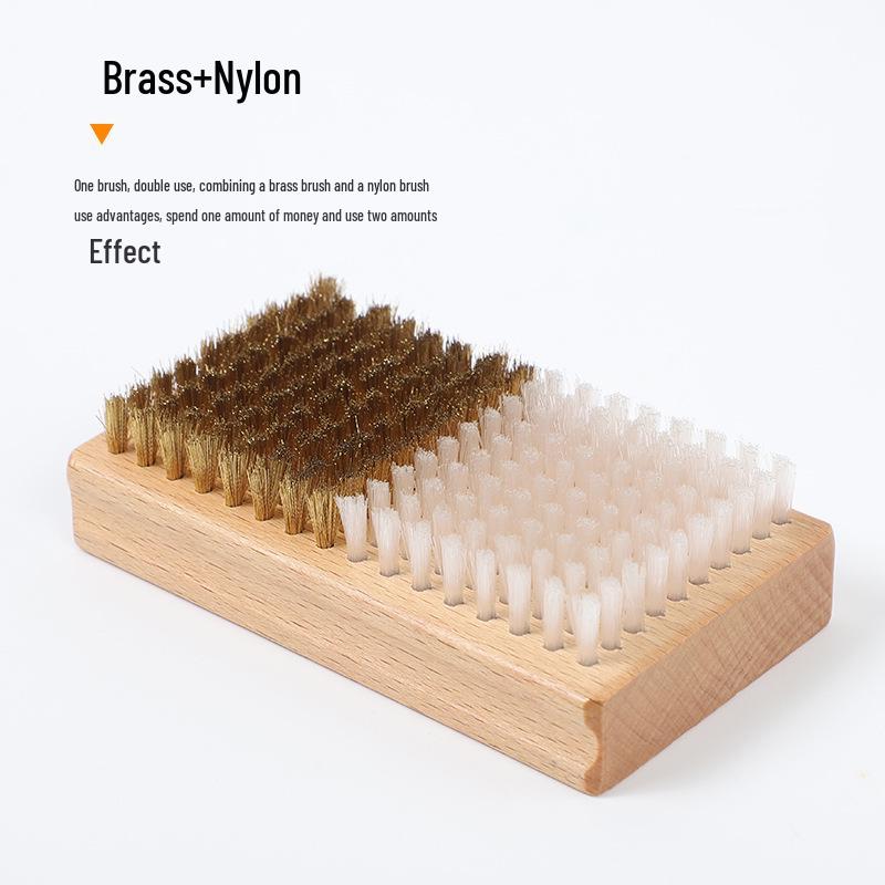 Деревянная щетка для вощения и полировки сноуборда с нейлоновой щетиной и большой медной проволокой для удаления ржавчины