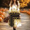 Halloween Women's Vintage Pattern Print Midi Dress A Line Dress Vacation Casual Daily Regular Fit  Long Sleeve V Neck Black  Spring Fall