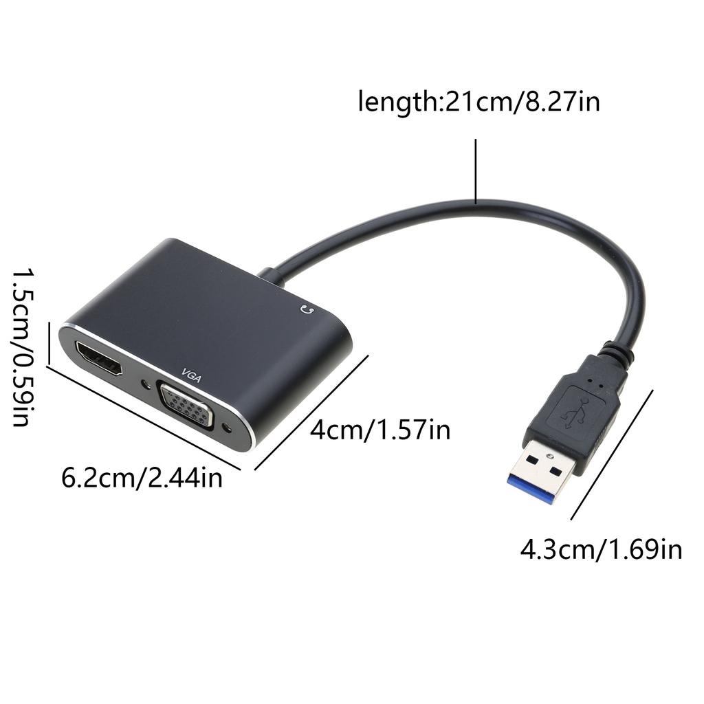 Адаптер USB 3.0 на HDMI VGA USB Type C на двойной VGA HDMI разветвитель-конвертер для Windows 11/10/8/7/Mac OS