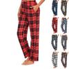 Женские брюки. Удобные пижамные брюки в клетку с принтом в полоску.