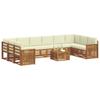 Outdoor Sofa Set 11 pcs Natural & Cream Solid Acacia Wood