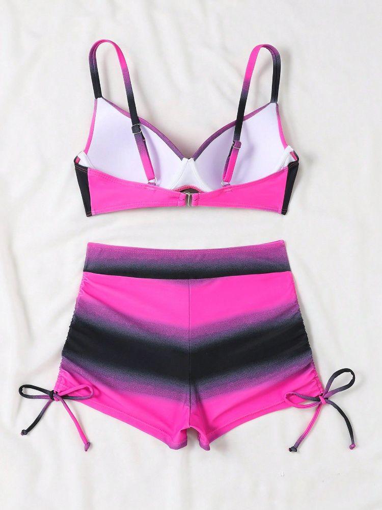 Женский купальник бикини Cikini Summer Beach с эффектом тай-дай, с перекрутом спереди и присборенным низом для отпуска