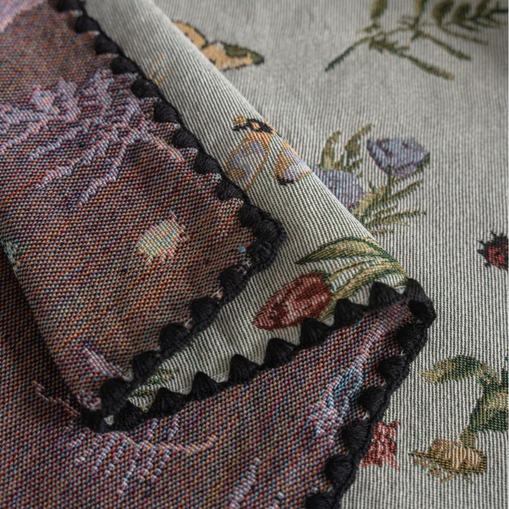 Tablecloth French Retro Embroidery Contrasting Color Dining Table Cloth Jacquard Rectangular Tablecloth Atmosphere