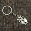 Fashion 30mm Key Ring Metal Key Chain Keychain Jewelry Antique Silver Color Plated Big Eyes Owl 34x21mm