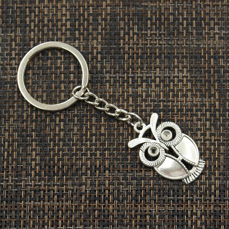 Fashion 30mm Key Ring Metal Key Chain Keychain Jewelry Antique Silver Color Plated Big Eyes Owl 34x21mm