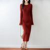 Women Sweater Dress 100% Wool MODERN NEW SAGA O-neck Knit Long Pullover Winter Jumpers Wool Long Dress Female