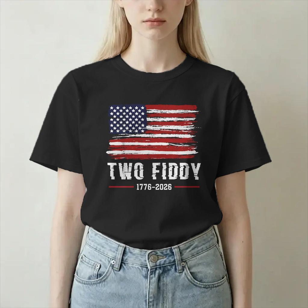 Two Fiddy 4th Of July T Shirt For Unisex Unisex 100 Cotton Awesome Tshirts Round Neck Tees Short Sleeve Tops Adult