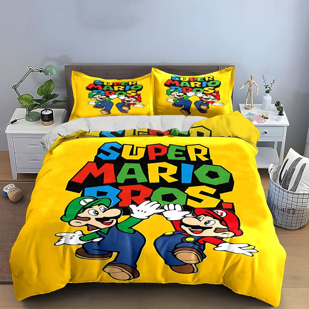 Super Mario Bros Bedding Set Bedding Duvet Cover Set Duvet Cover Pillowcases (1 * Duvet Cover 2 * Pillowcases, without duvet insert)