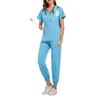 Ladies' Two-piece Set Short Sleeved Solid Color Pocket Top Pants Work Clothes Two-Piece Set