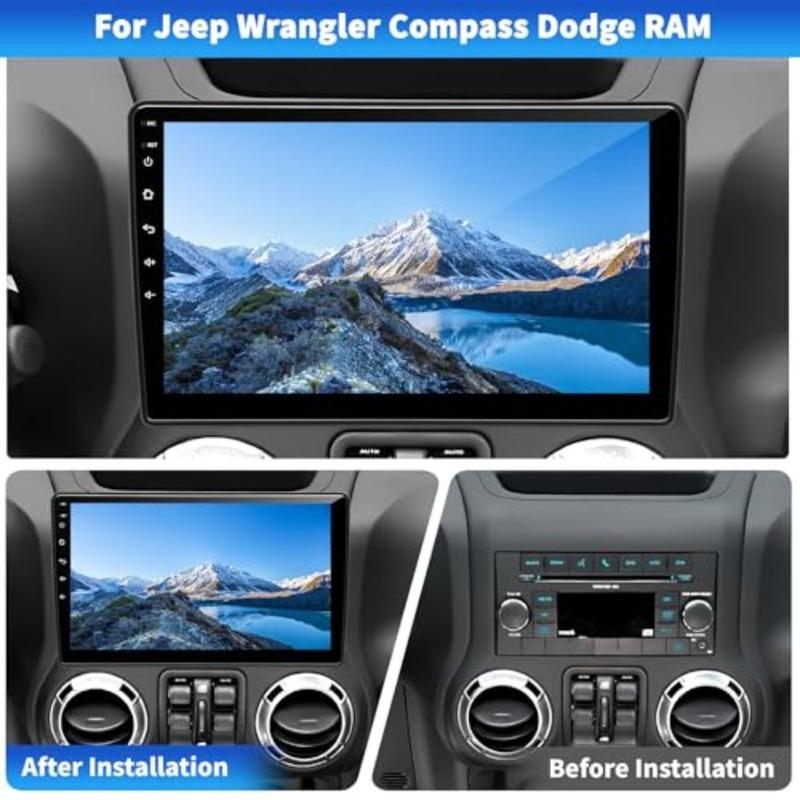 Car Stereo Radio for Jeep Wrangler JK Compass Grand Cherokee Dodge Ram 1500, Android 13 2GB+64GB, 10 inch IPS Touchscreen Wirel