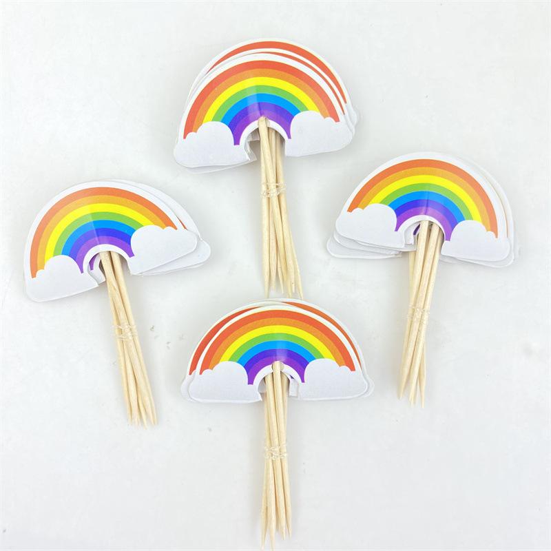 24Pcs Double‑Sided Cartoon Cake Toppers, Toothpick Cupcake Picks, Birthday Party Dessert Table Decorations Supplies