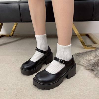 Туфли на плоской подошве в японском стиле на летней платформе для студентов Мэри Джейн с толстым каблуком в винтажном стиле для женщин