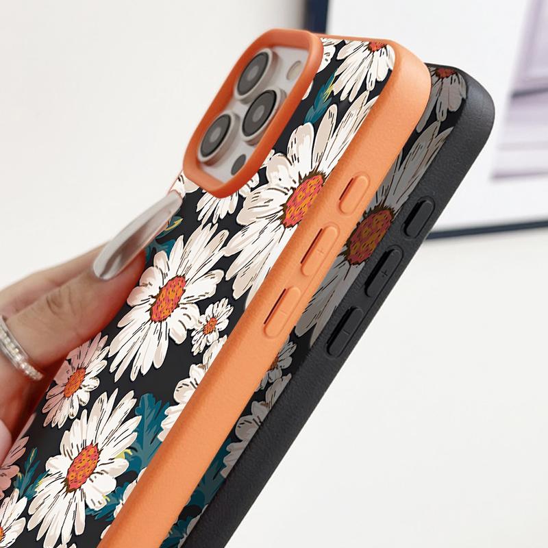 Чехол с белым цветком для iPhone 16 Pro Max 15 14 13 12 11 Противоударный Тонкий Мягкий Силиконовый Чехол-Накладка
