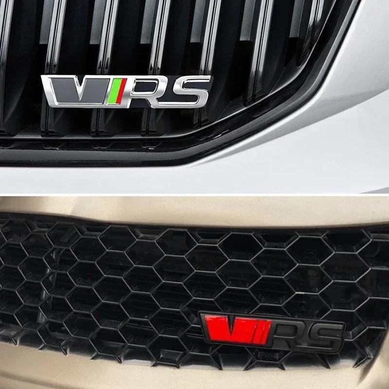 JIYQ3 VRS Logo Car Front Grille Emblem Metal Badge Decoration for Skoda Octavia Rs Fabia Rapid Superb Kodiaq Yeti Citigo Vision Kodiak