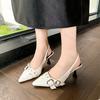 Fashion High Heels Women Shoes Luxury Designer Fashion Pointed Toe Buckle Strap Metal Women Sandals Elegant Single Shoes Female Pumps
