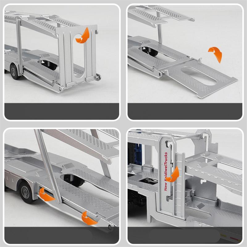 1/50 Alloy Double Deck Flatbed Trailer Model Diecast Metal Heavy Semi Trailer Transport Vehicle Truck Car Model Simulation Kids Gifts