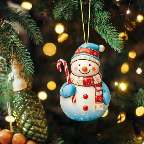 Christmas Ornament Snowman Pendant Acrylic Car Hanging Decoration Winter Xmas Tree Decoration Festive Gift Decor