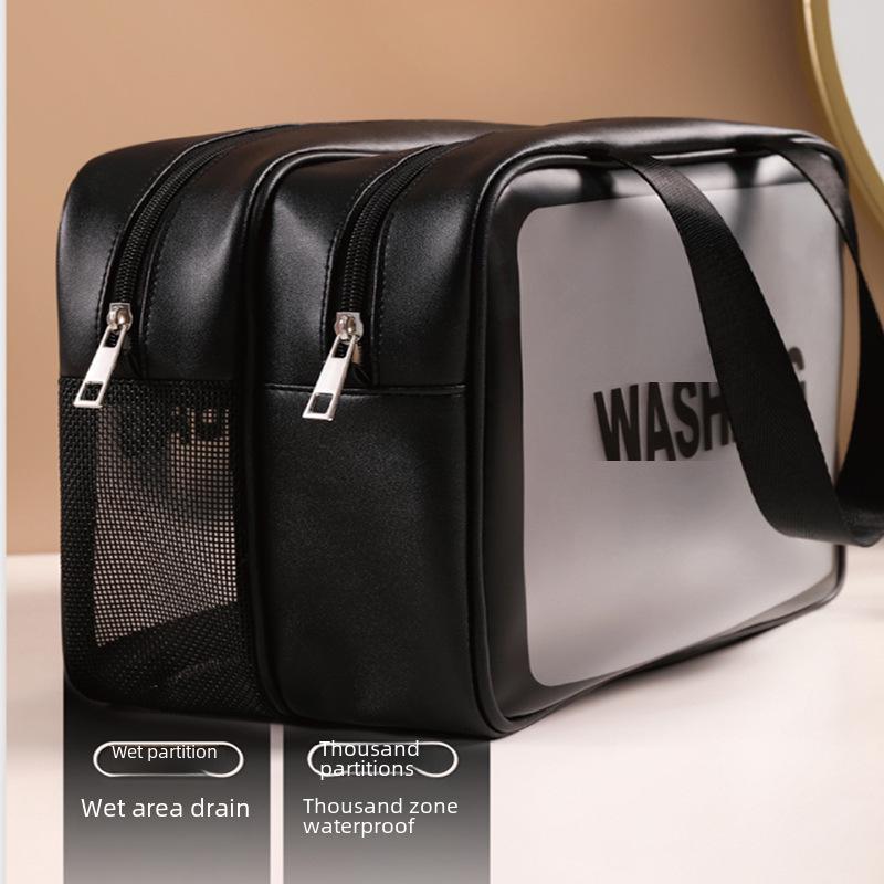 «Дорожная косметичка большой вместимости с отделением для влажного/сухого белья и прозрачным разделителем»